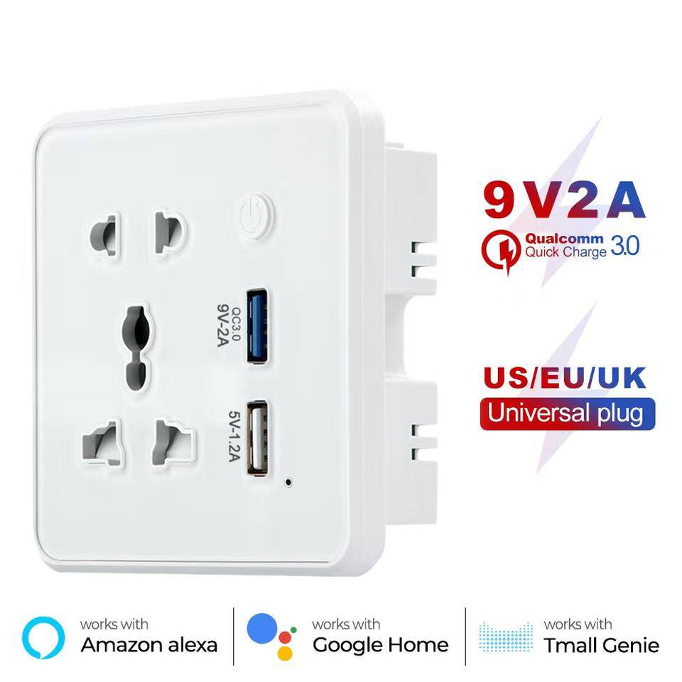 UEMON Smart Home Universal Outlet wall plug wifi socket with USB charge port
